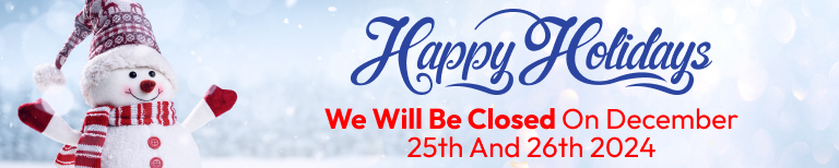 We will be closed on December 25th and 26th 2024